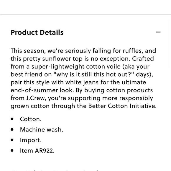 J.Crew Ruffle-sleeve cotton voile top in floating sunflowers Small - Picture 5 of 9